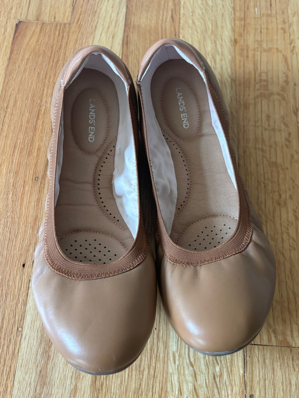 Lands' End Caramel Leather Ballet Flats